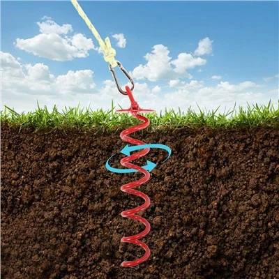 Spiral Ground Anchor With Carabiner Hook